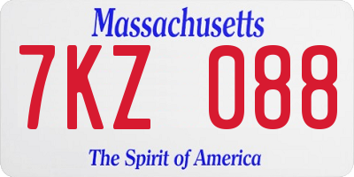 MA license plate 7KZ088