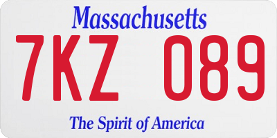 MA license plate 7KZ089