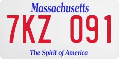 MA license plate 7KZ091