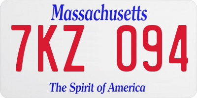 MA license plate 7KZ094