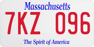 MA license plate 7KZ096
