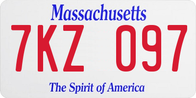 MA license plate 7KZ097