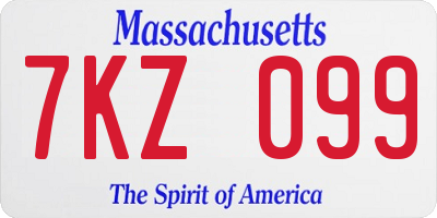 MA license plate 7KZ099