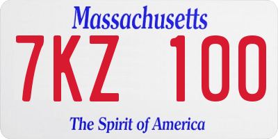 MA license plate 7KZ100