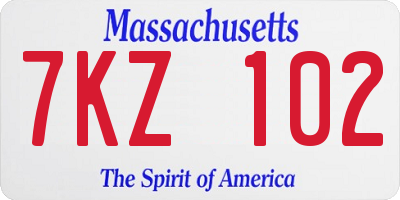 MA license plate 7KZ102