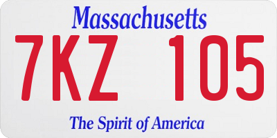 MA license plate 7KZ105