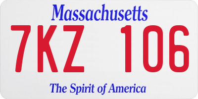 MA license plate 7KZ106