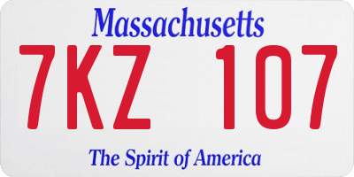 MA license plate 7KZ107