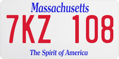 MA license plate 7KZ108