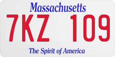 MA license plate 7KZ109