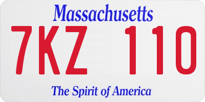 MA license plate 7KZ110