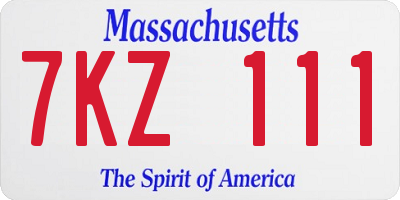 MA license plate 7KZ111
