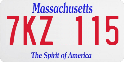MA license plate 7KZ115