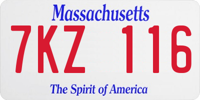 MA license plate 7KZ116