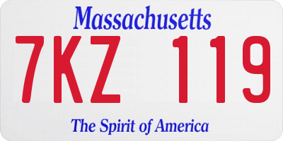 MA license plate 7KZ119