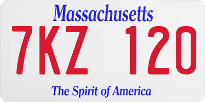 MA license plate 7KZ120