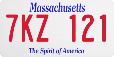 MA license plate 7KZ121
