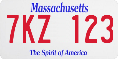 MA license plate 7KZ123