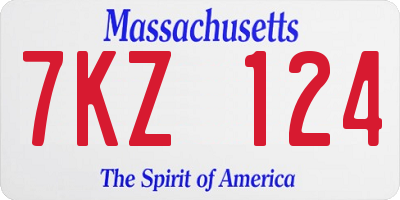 MA license plate 7KZ124