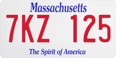 MA license plate 7KZ125