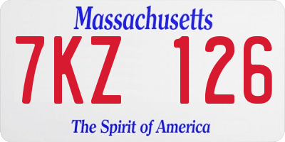MA license plate 7KZ126
