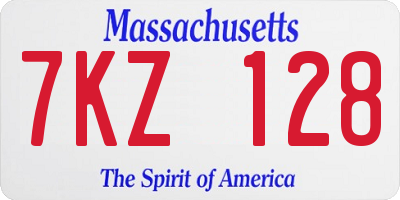 MA license plate 7KZ128