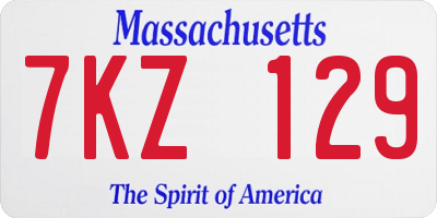 MA license plate 7KZ129