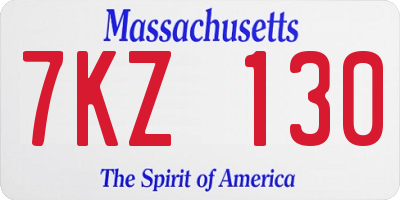 MA license plate 7KZ130