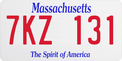 MA license plate 7KZ131
