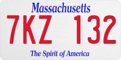 MA license plate 7KZ132