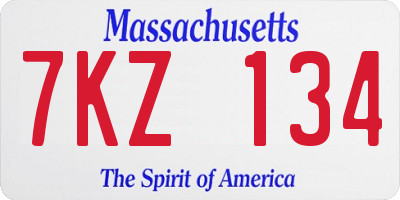 MA license plate 7KZ134