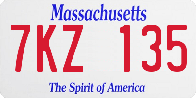 MA license plate 7KZ135