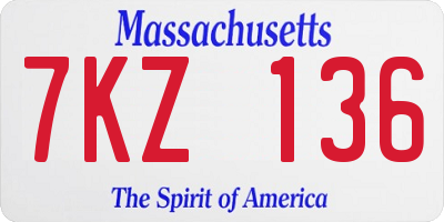 MA license plate 7KZ136