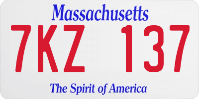 MA license plate 7KZ137