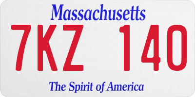 MA license plate 7KZ140