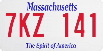 MA license plate 7KZ141