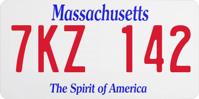 MA license plate 7KZ142