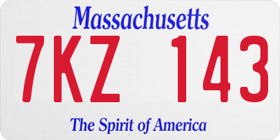MA license plate 7KZ143