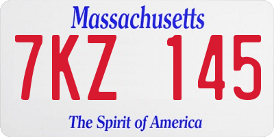 MA license plate 7KZ145