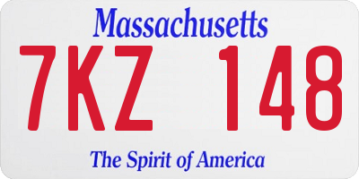 MA license plate 7KZ148