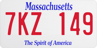 MA license plate 7KZ149
