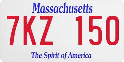 MA license plate 7KZ150