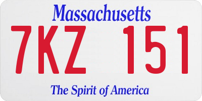 MA license plate 7KZ151