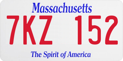 MA license plate 7KZ152