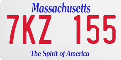 MA license plate 7KZ155