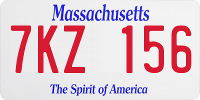 MA license plate 7KZ156