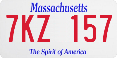 MA license plate 7KZ157