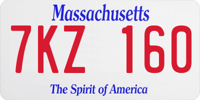 MA license plate 7KZ160