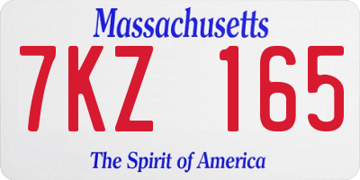 MA license plate 7KZ165
