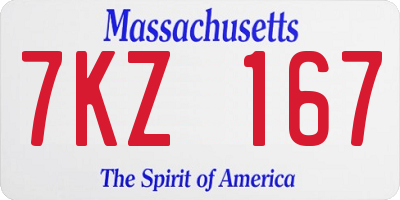 MA license plate 7KZ167